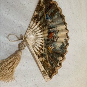 Vintage Parisian Hand Fan with Tassel